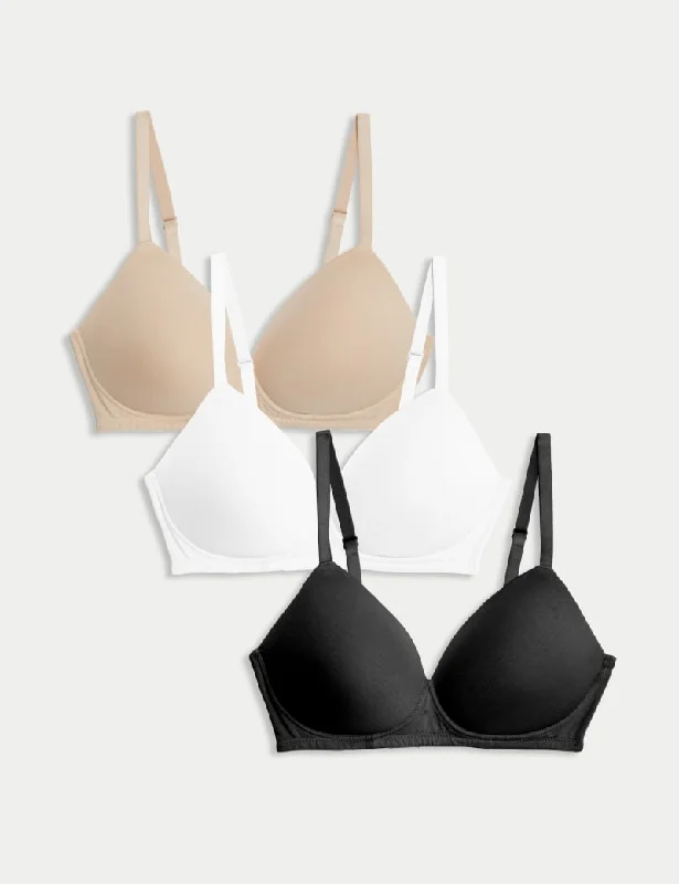 3pk Non Wired T-Shirt Bras A-E-- Real Fur Shearling Chenille