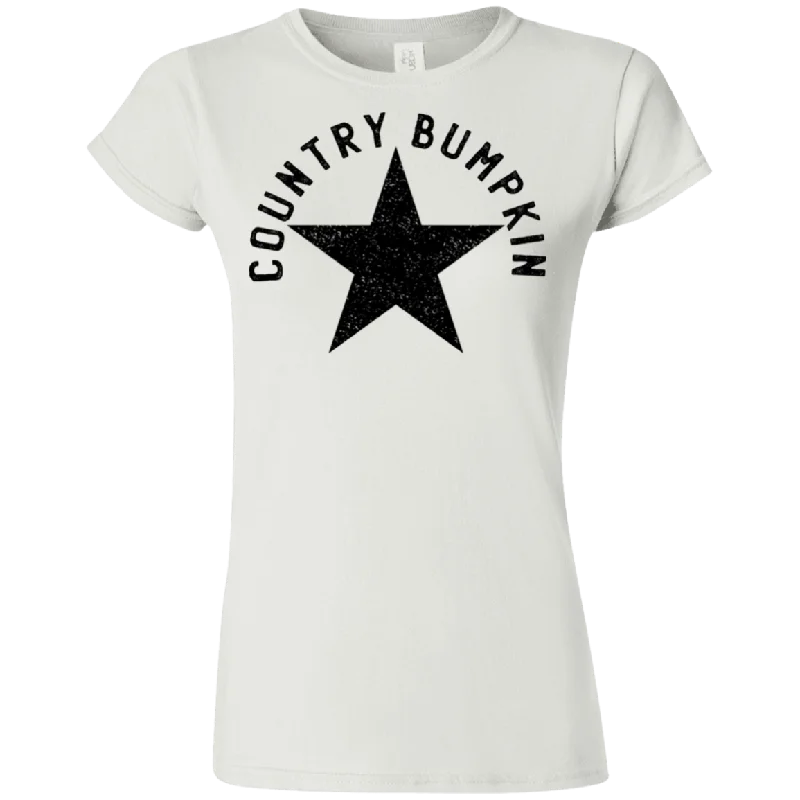 Country Bumpkin Distressed Star G640L Softstyle Ladies' T-Shirt-- Print Jacquard Patchwork