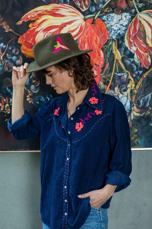 Billy Embroidered Shirt-- Rayon Fabric Velvet Fabric Corduroy Fabric