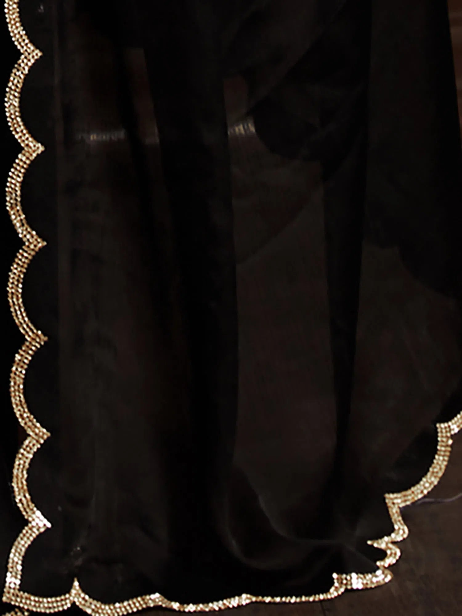 Saree Mall Women's Chiffon Black Embellished Celebrity Saree With Blouse Piece-MAHEK554E Semi-Sheer Blouse