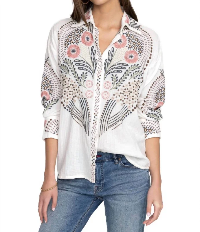 Palladium Blouse In Natural Double Button Blouse