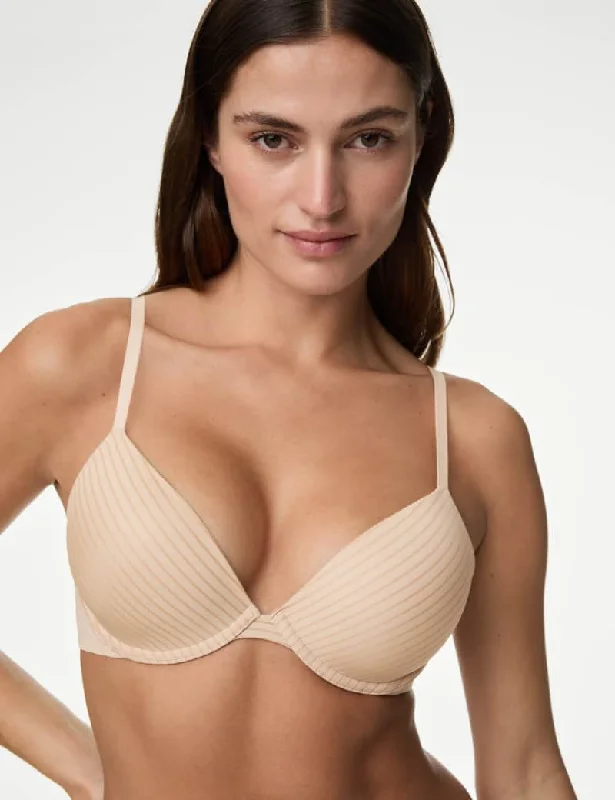 Body Define™ Wired Plunge T-Shirt Bra A-E-- Notch Collar Peter Pan Collar Cowl Neck