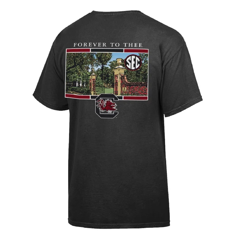 SOUTH CAROLINA FOREVER TO THEE BLACK COMFORT WASH T-SHIRT-- Elegant Classic Vintage