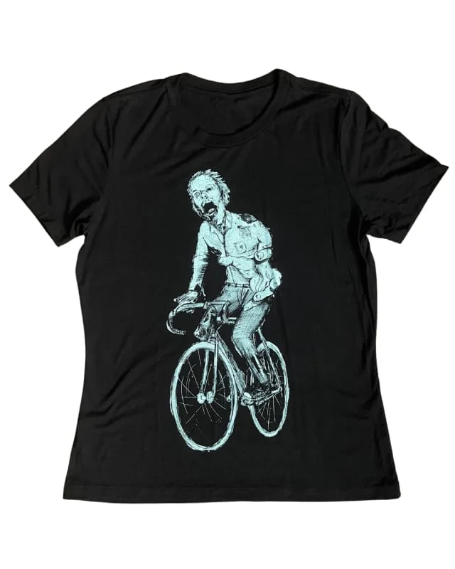 Zombie on A Bicycle Women's Shirt-- Collared T-Shirt Boat Neck A-Line