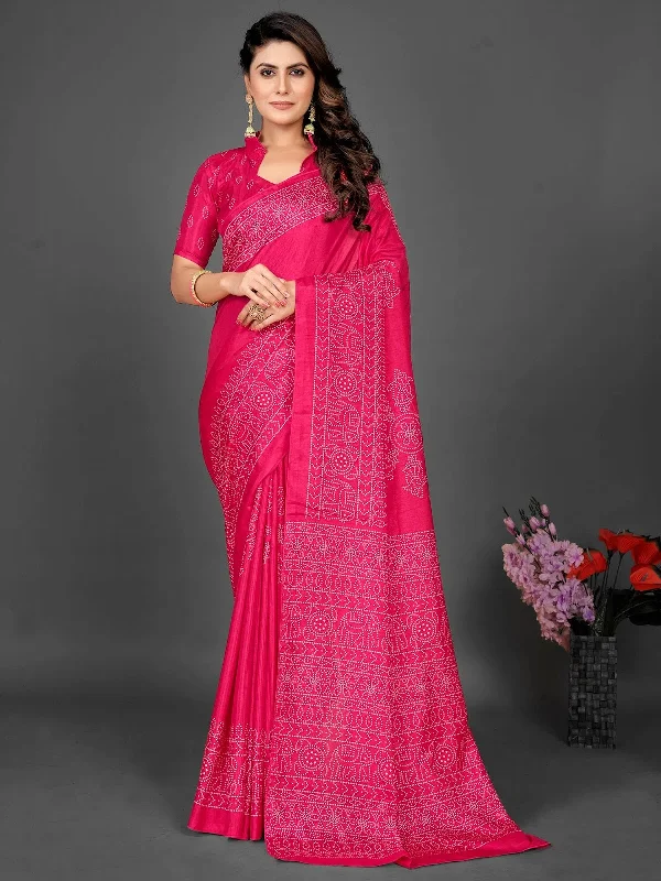 Saree Mall Women's Dola  Pink Printed Designer Saree With Blouse Piece-DOLA142D Sleeveless Summer Blouse