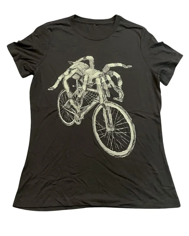 Spider on A Bicycle Women's Shirt-- Zippered Front Buttoned Front Snap Front