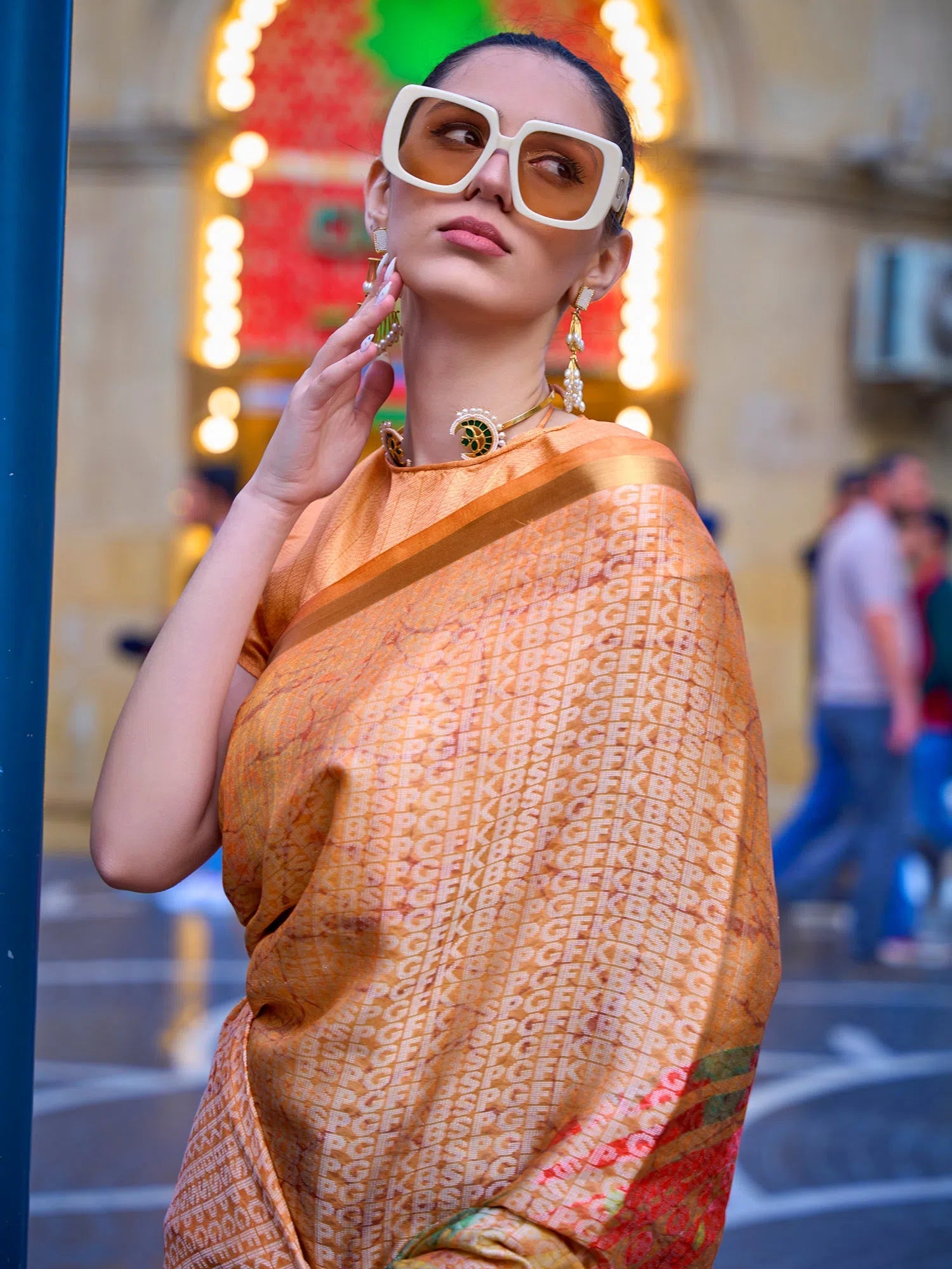 Saree Mall Women's Viscose  Peach Woven Design Designer Saree With Blouse Piece-KLOCK329002 Romantic Lace Blouse