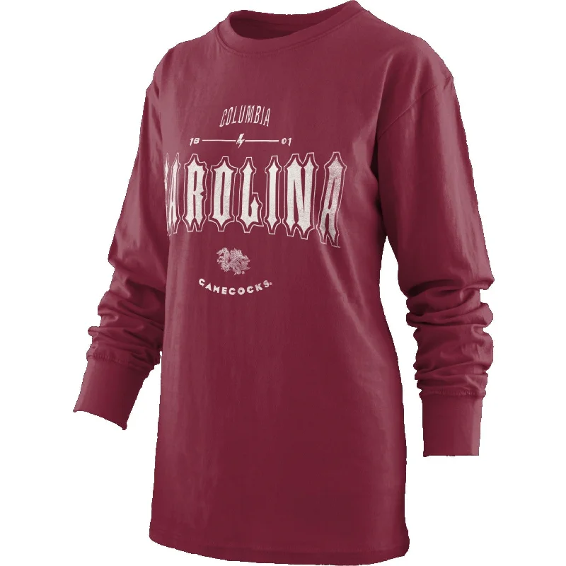 GARNET CAROLINA GAMECOCKS GRIDIRON TOUR LONG SLEEVE T-SHIRT-- Zippered Buttoned Snapped