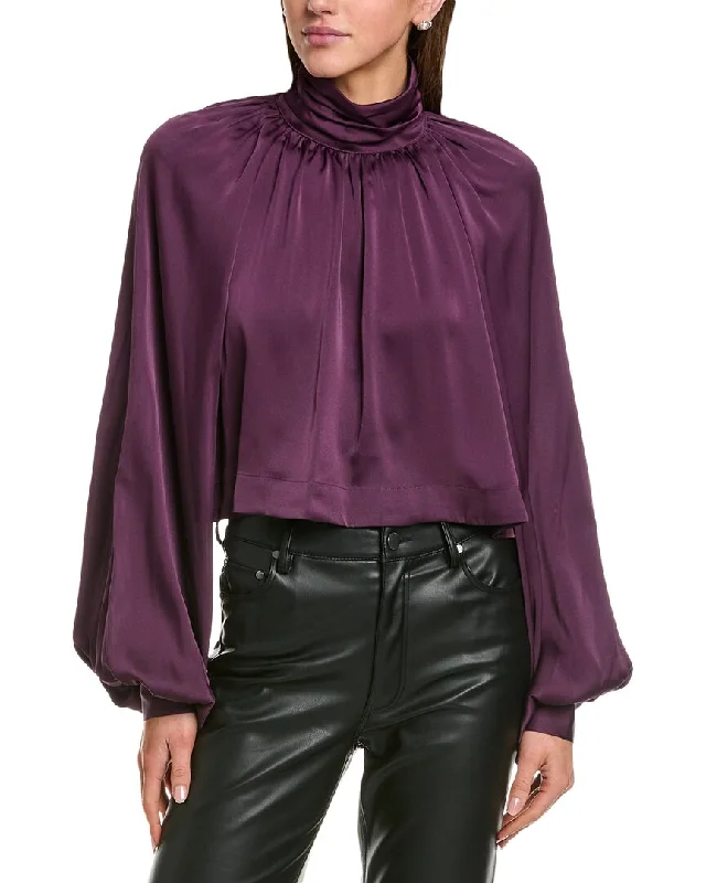 BCBGMAXAZRIA Cropped Blouse Feminine Puff Blouse