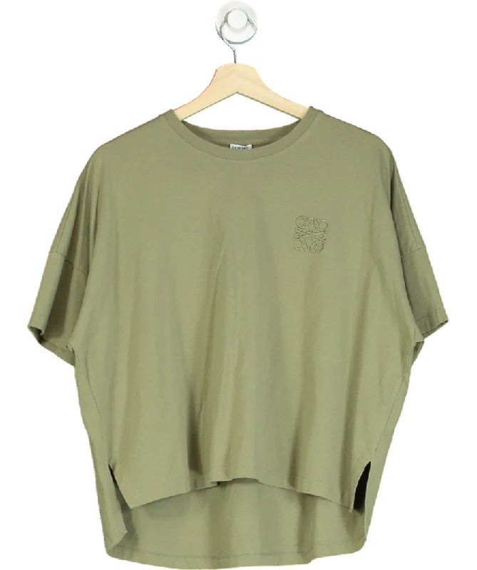 Loewe Green Logo-embroidered Cotton T-shirt UK S-- Print Jacquard Patchwork