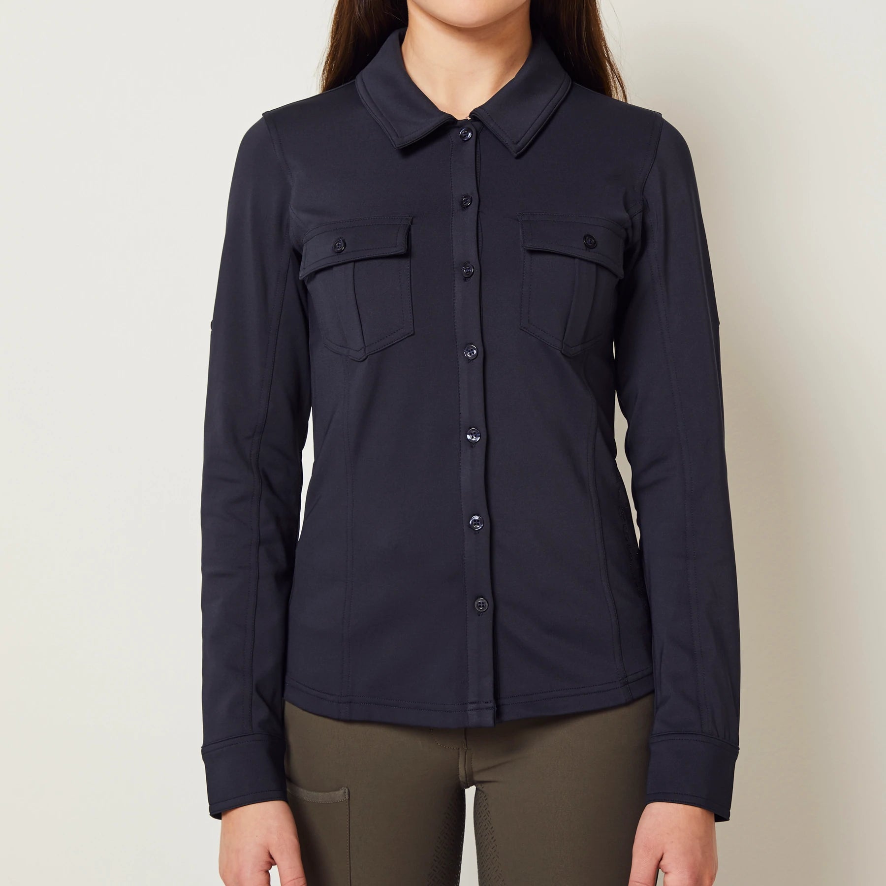 Ladies Button-Up Shirt KLWrenley-- Front Pockets Side Pockets Patch Pockets