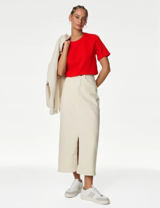 Pure Cotton Everyday Fit T-Shirt-- Notch Collar Peter Pan Collar Cowl Neck