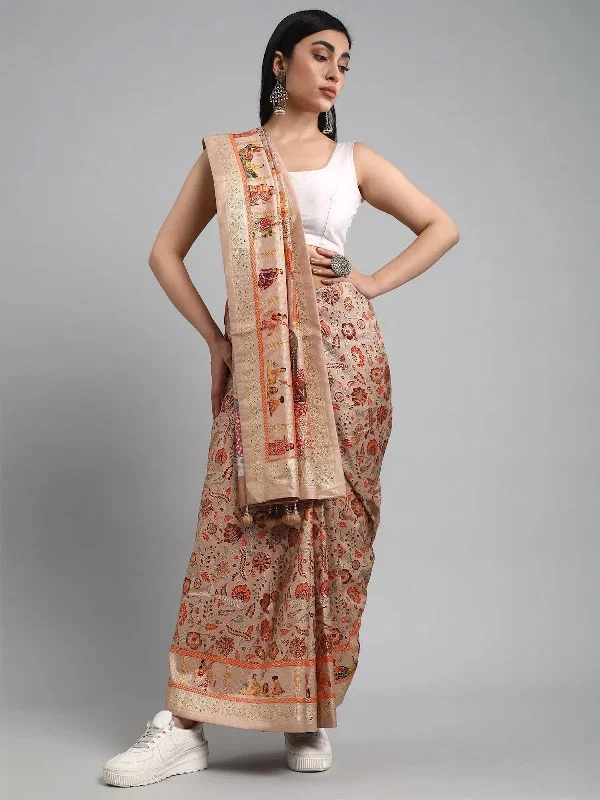 Saree Mall Women's  Blend Peach Embellished Designer Saree With Blouse Piece-PDMAVT695 Smart Business Blouse