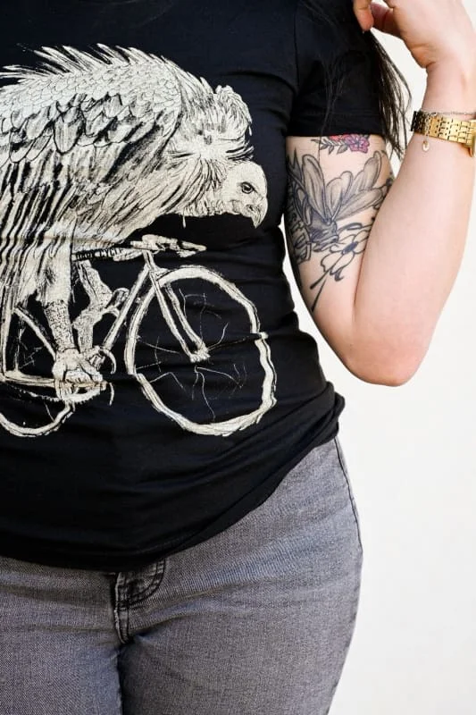 Vulture on a Bike Women's Shirt-- Fitted T-Shirt Seamless Stretchy