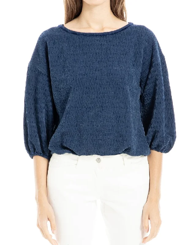 Max Studio Elbow Sleeve Boatneck Blouse Elegant Office Blouse