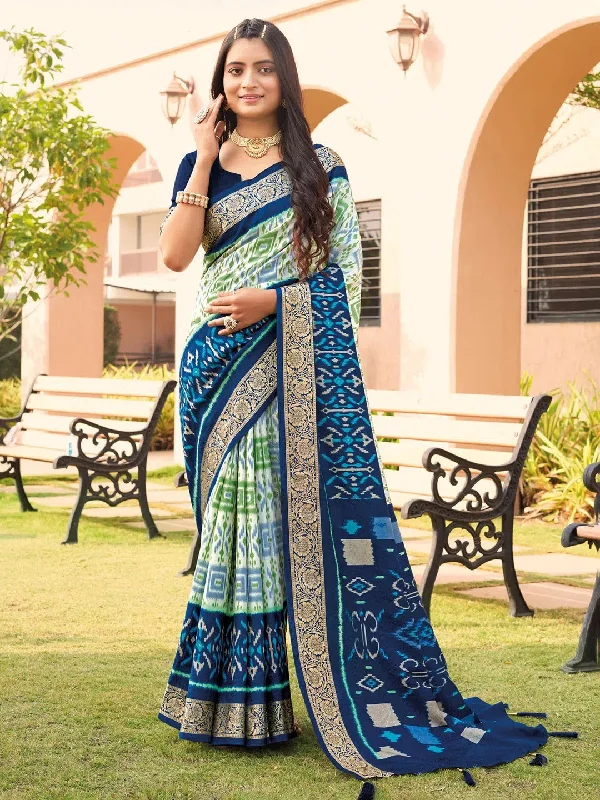 Saree Mall Women's Viscose White Woven Design Designer Saree With Blouse Piece-SMART2004 Loose Oversized Blouse
