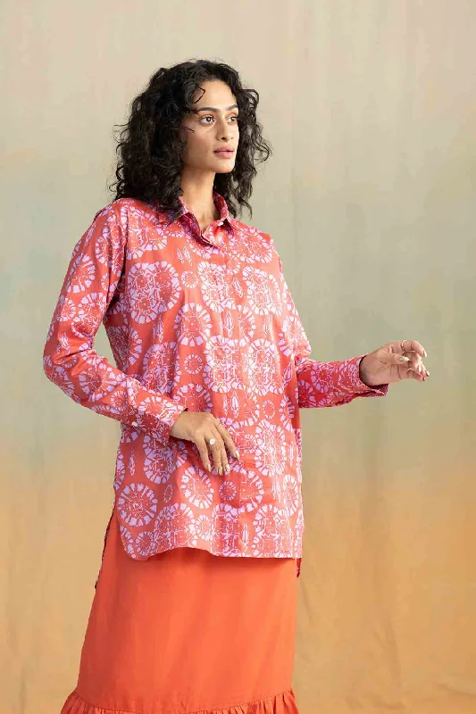 Tamara Easy Shirt (Raving Rust)-- Embroidered Appliqued Beaded