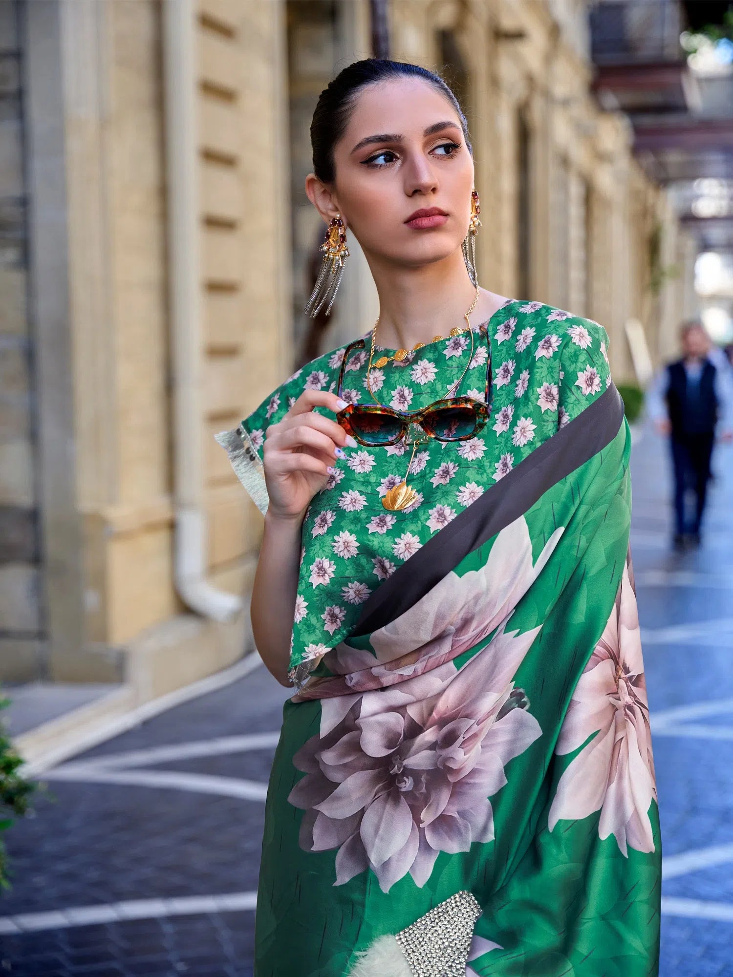 Saree Mall Women's Satin Green Digital Print Designer Saree With Blouse Piece-KLORA332007 Peter Pan Collar Blouse Saree Mall Women's Satin Green Digital Print Designer Saree With Blouse Piece-KLORA332007 Peter Pan Collar Blouse