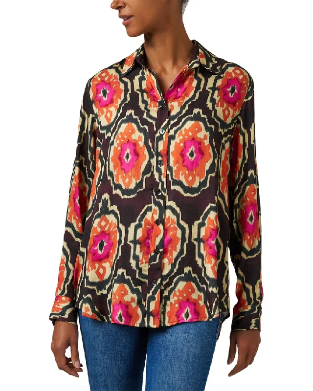 Finley Monica Medallion Print Blouse Embroidered Floral Blouse