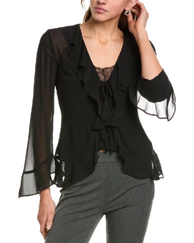 BCBGMAXAZRIA Ruffle Blouse Backless Summer Blouse