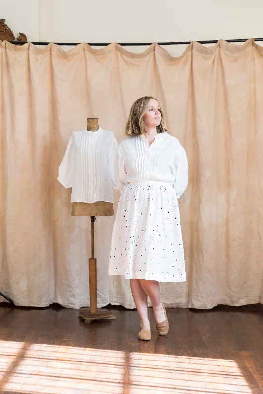 Luna Pin-tuck Linen Shirt-- Handmade Hand-knitted Hand-woven
