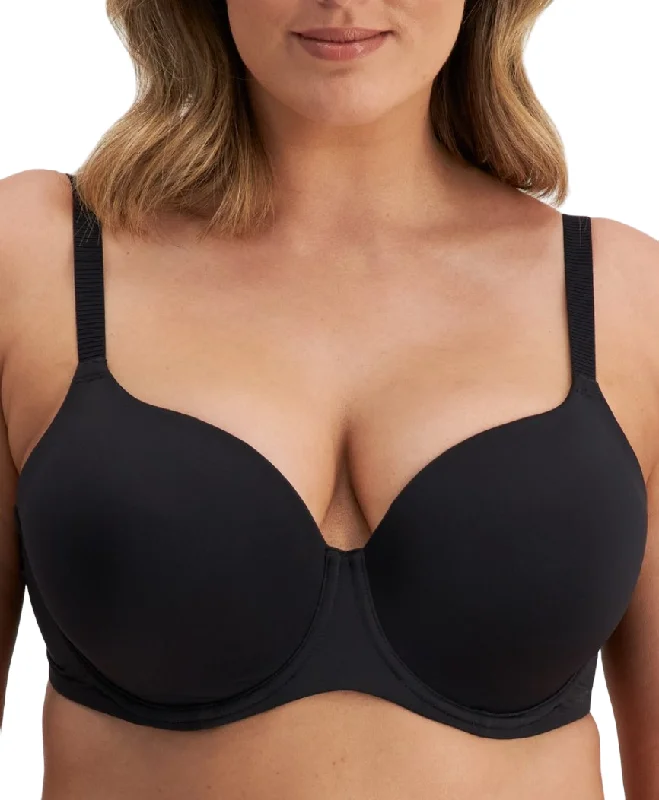 Be By Berlei Womens Full Coverage Black T-Shirt Fuller Cup Bra-- Seamless Knitted Crochet