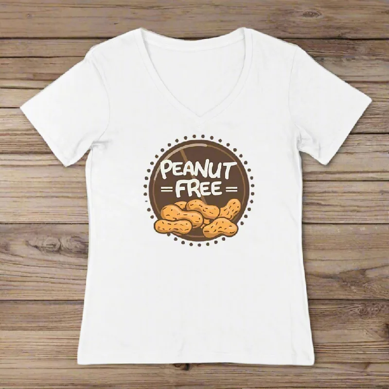 Peanut Free V-Neck Organic Cotton Womens Graphic Shirt-- Houndstooth Herringbone Solid