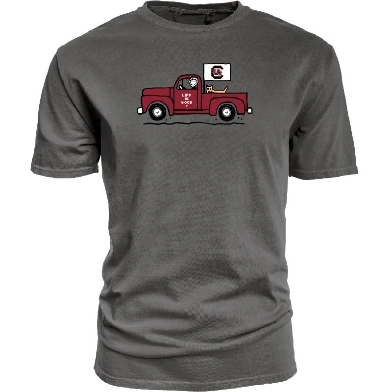 GARNET CAROLINA GAMECOCKS LIFE IS GOOD JAKE DOG T-SHIRT-- Modern Contemporary Chic