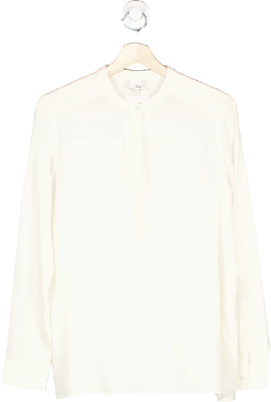 Iris & Ink Off-White Silk Shirt UK 12-- Terry Blend Velvet Blend Canvas Blend