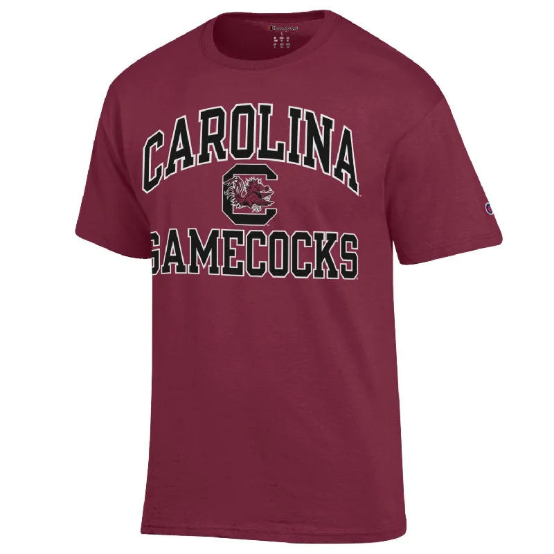 GARNET CAROLINA GAMECOCKS WITH BLOCK C CHAMPION T-SHIRT-- Anti-Shrink Durable Soft