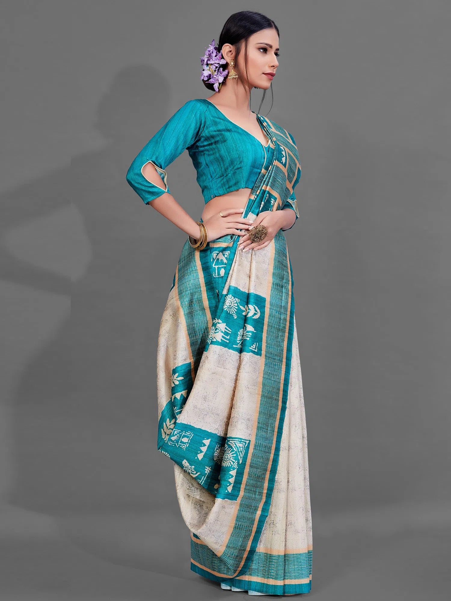 Saree Mall Women's Manipuri Cream Digital Print Designer Saree With Blouse Piece-KLMK19D Sheer Sleeve Blouse Saree Mall Women's Manipuri Cream Digital Print Designer Saree With Blouse Piece-KLMK19D Sheer Sleeve Blouse