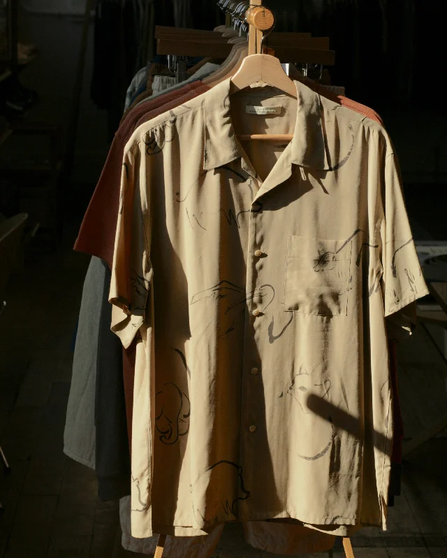 Original Printed Open-Collar Short-Sleeve Shirts-- Machine Wash Dry Clean Hand Wash