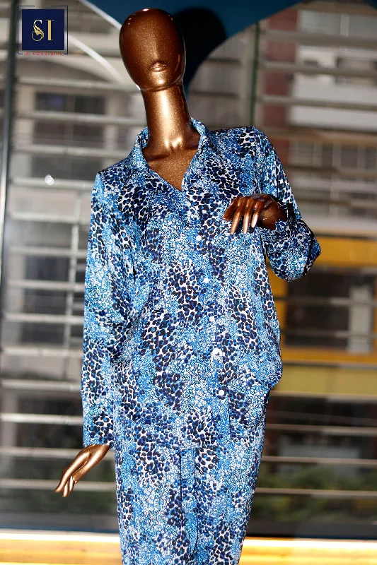 Silky Soft Floral Terrace Shirt and pant set-- Graphic Embroidered Appliqued