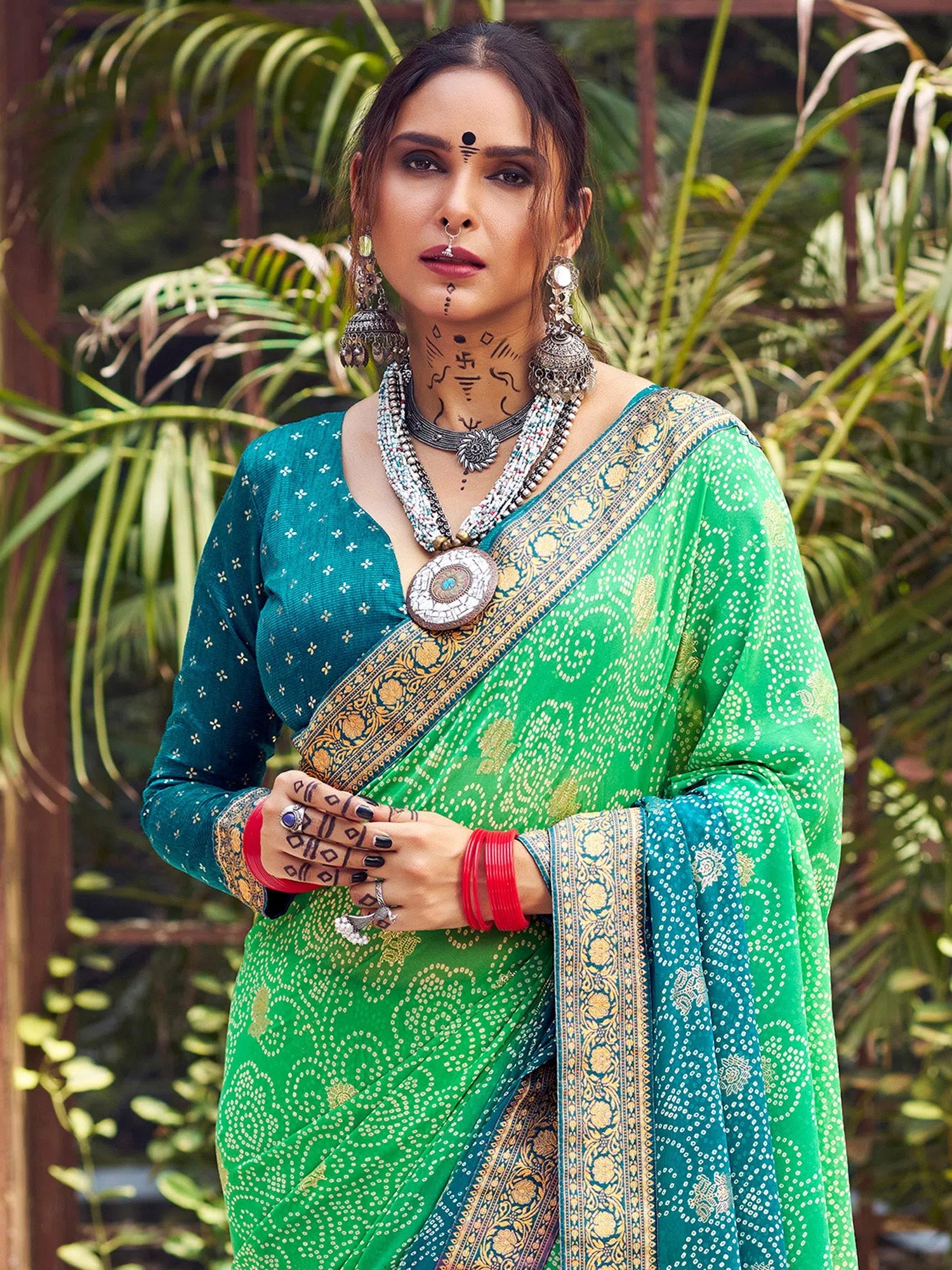 Saree Mall Women's Georgette Sea Green Embellished Designer Saree With Blouse Piece-GHOOMAR1004 Everyday Stylish Blouse