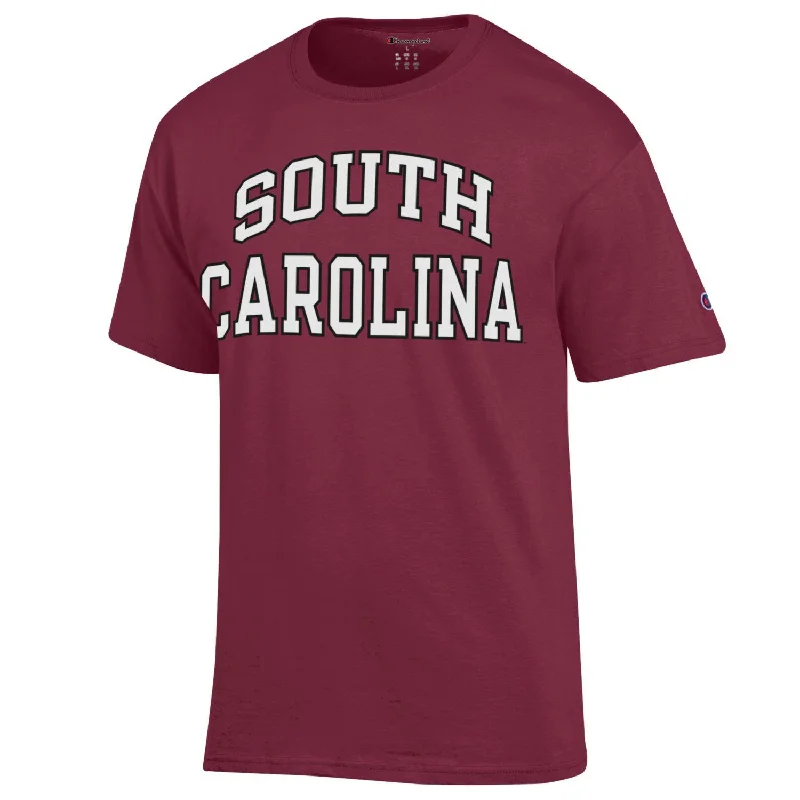 GARNET SOUTH CAROLINA ARCH CHAMPION T-SHIRT-- Collared T-Shirt Boat Neck A-Line