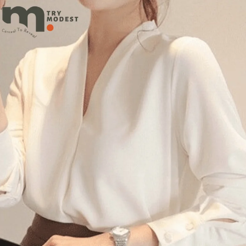 Full sleeve ladies solid shirt-- Collared Crew Neck Turtle Neck