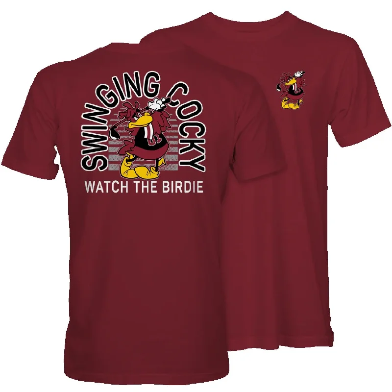 GARNET SOUTH CAROLINA SWINGING COCKY T-SHIRT-- Spandex Blend Rayon Blend Denim Blend