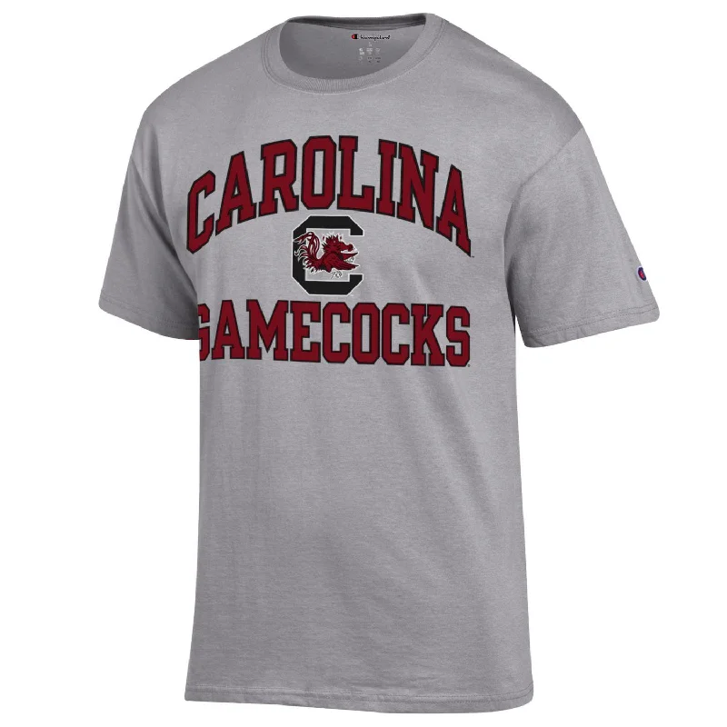 GRAY ARCH CAROLINA GAMECOCKS WITH BLOCK C T-SHIRT-- Solid Color Striped Floral