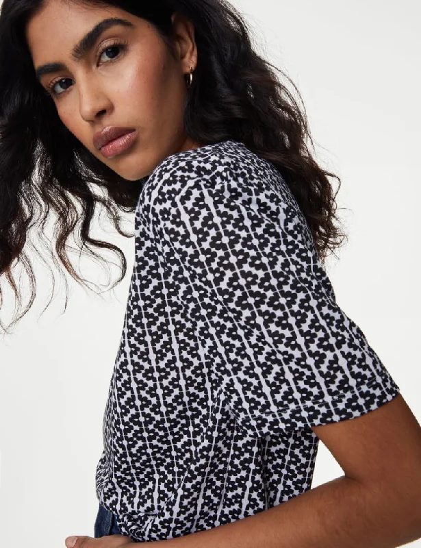 Printed Relaxed T-Shirt -- Basic T-Shirt Crew Neck Short Sleeve