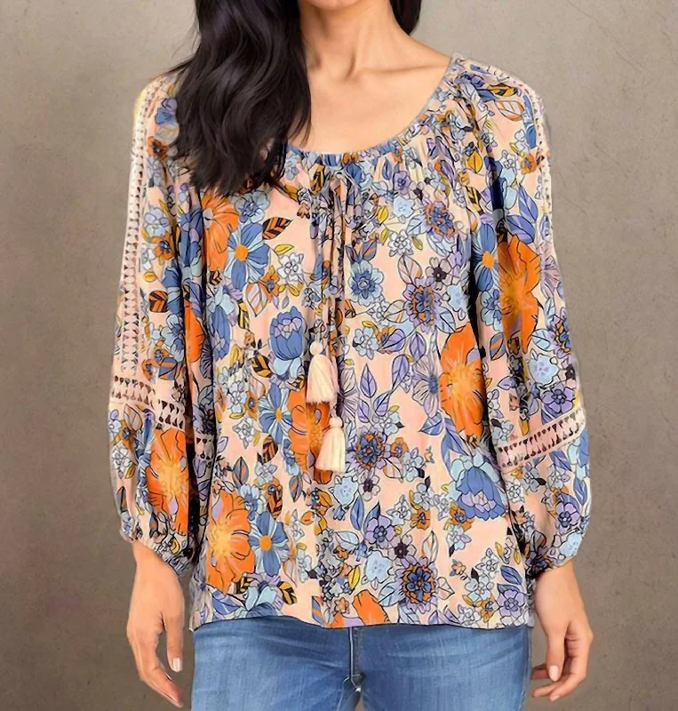 Manion Floral Blouse In Multi Mandarin Collar Blouse