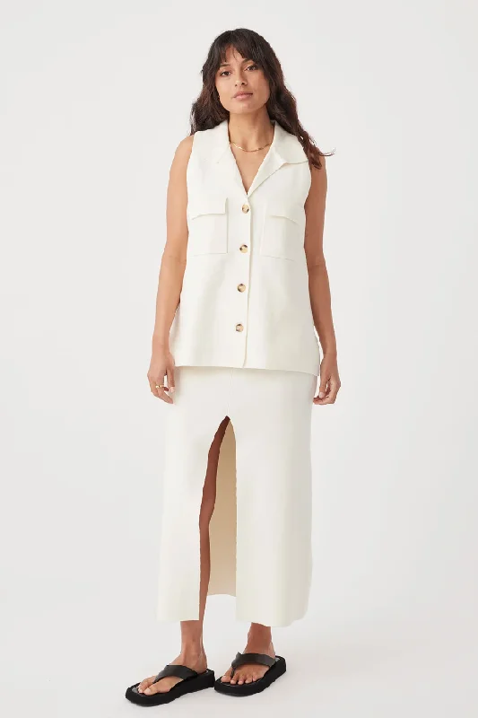 ARCAA. Easton Sleeveless Shirt-- Spandex Blend Rayon Blend Denim Blend
