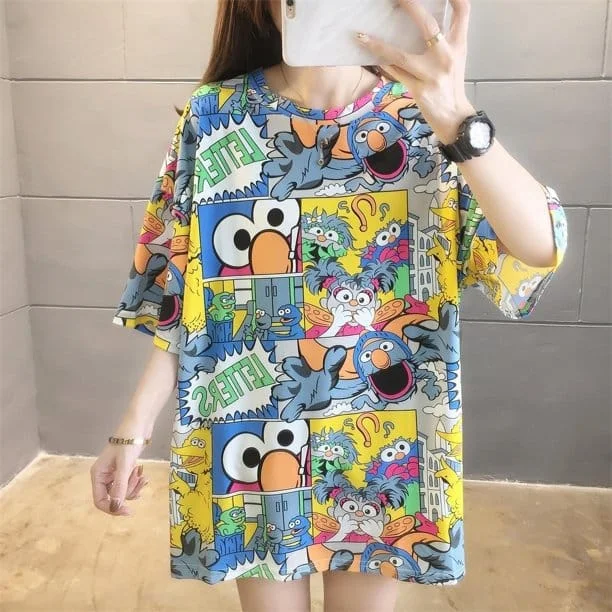 Women Plus Size O-Neck Short Sleeve Loose Mid-length Summer T Shirt S1926959-- Elegant Classic Vintage