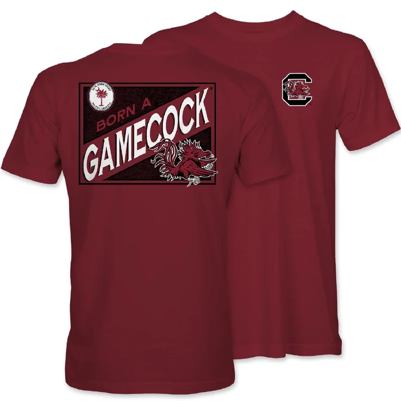 GARNET SOUTH CAROLINA BORN A GAMECOCK T-SHIRT-- Elasticated Padded Insulated