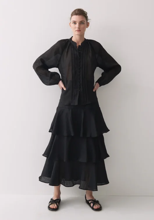 Morrison Amelie Shirt-- Asymmetrical Pockets Print