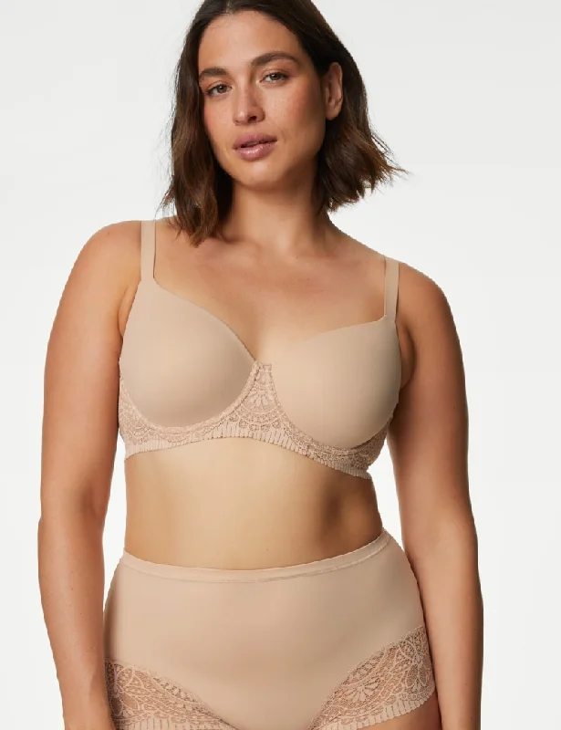 Body Soft Wired Full Cup T-Shirt Bra A-E-- Graphic Embroidered Appliqued