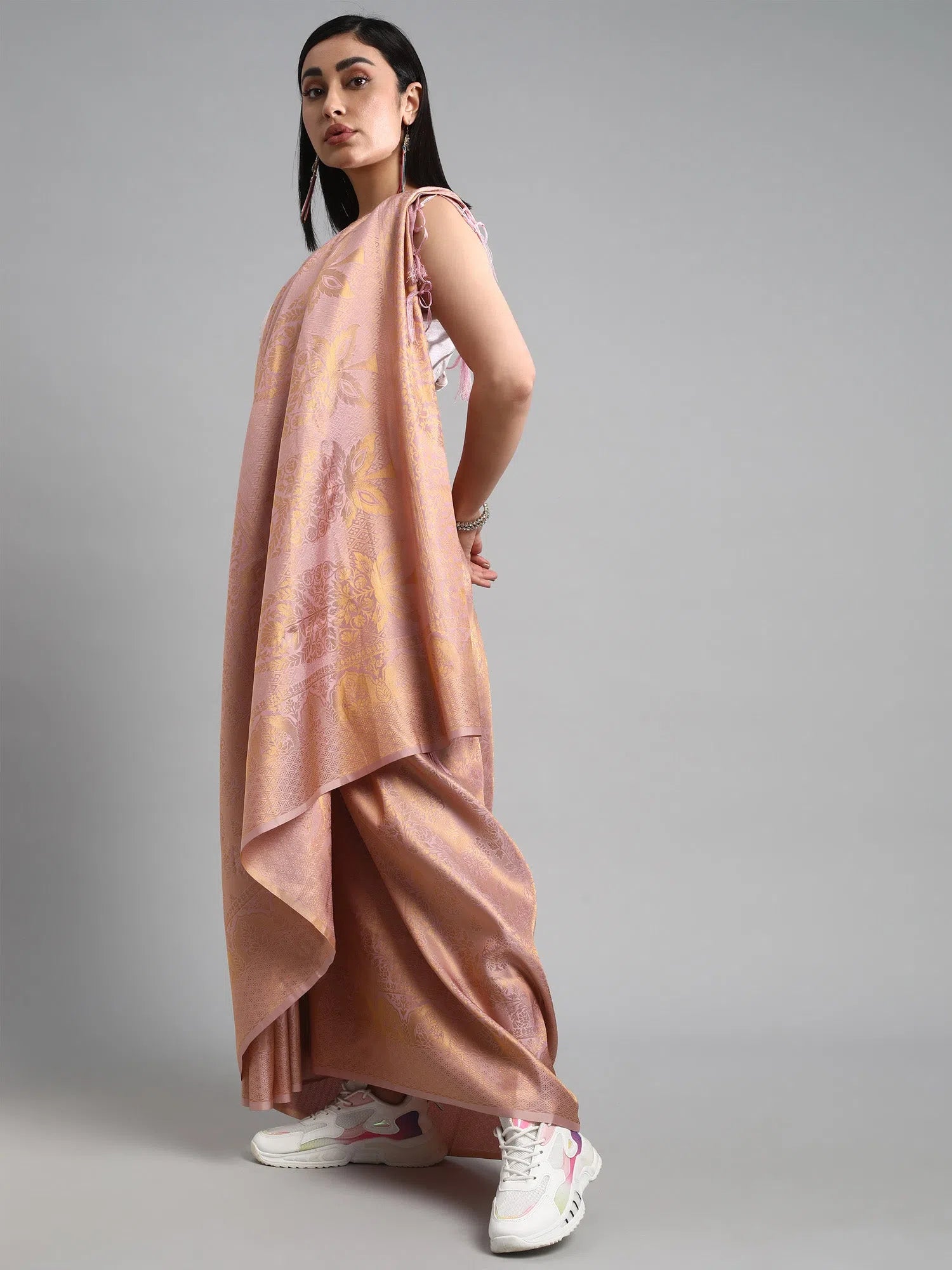 Saree Mall Women's  Blend Lavendar Woven Design Designer Saree With Blouse Piece-KMBHG238005 Soft Modal Blouse