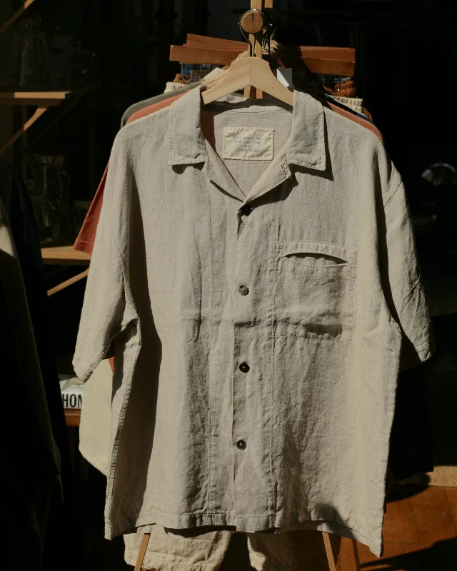 Un-Dyed Raw Hemp Short-Sleeve Shirt-- Elasticated Padded Insulated