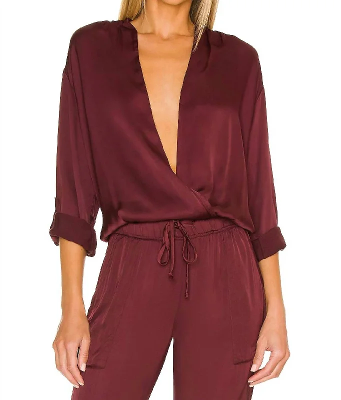 Corinne Satin Blouse In Jam Peter Pan Blouse