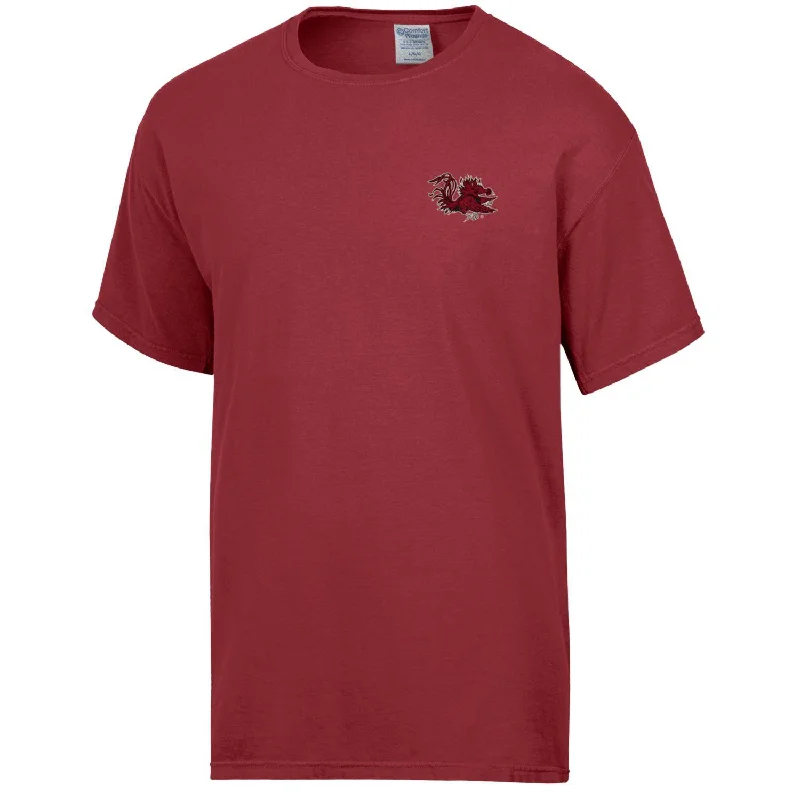 SOUTH CAROLINA STATE WITH PALM COMFORT WASH T-SHIRT-- Iron Safe Non-Iron Wrinkle Free