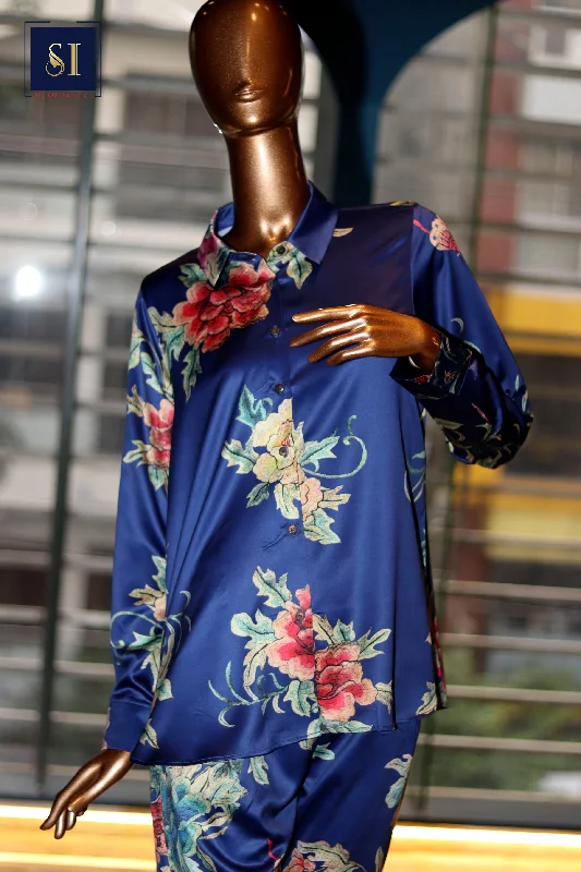 Silky Soft Floral Terrace Shirt And Pant Set-- Iron Safe Non-Iron Wrinkle Free